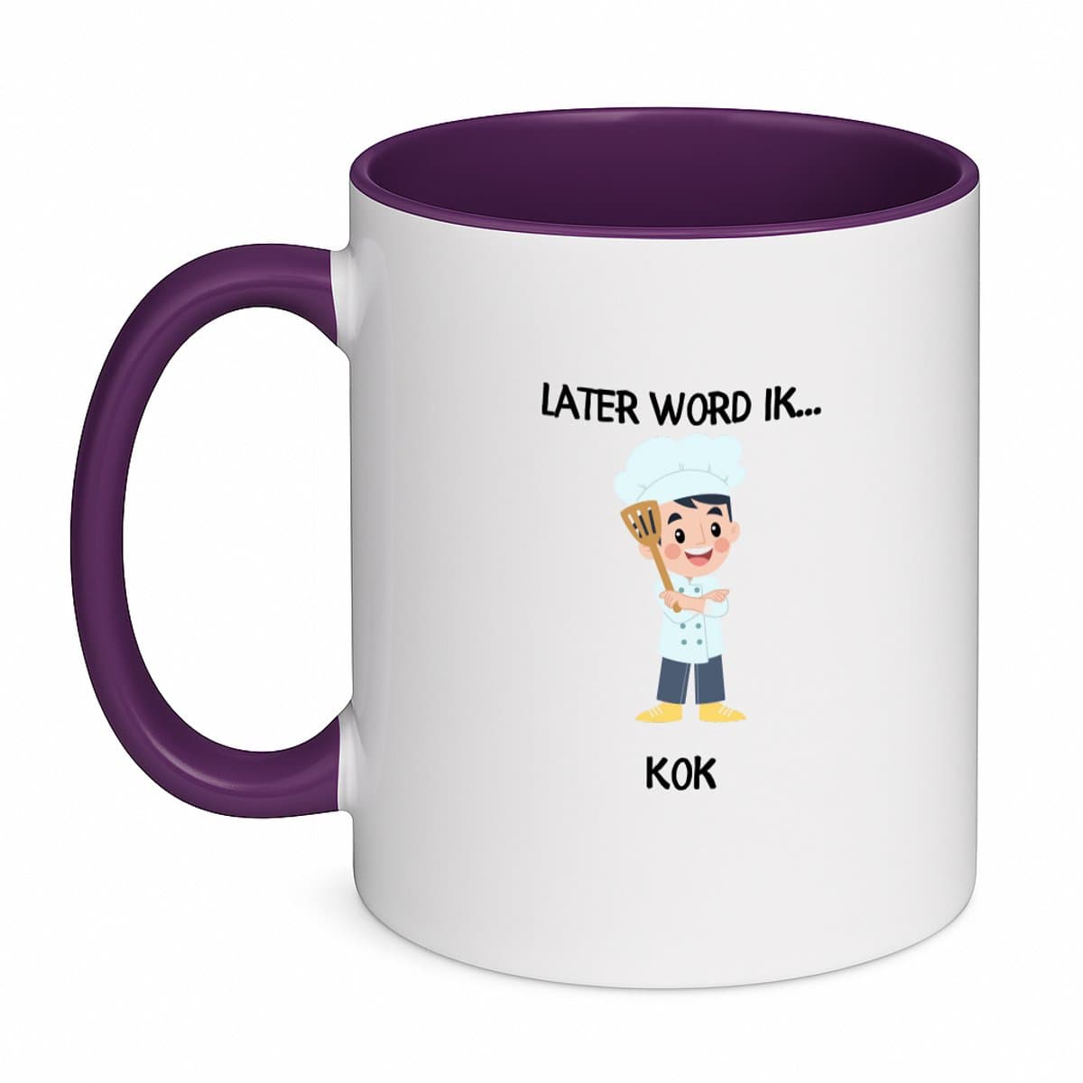 Hacebo® - Later word ik kok koffiebeker paars - Kok - Chefkoks - thee mok - koffie beker - chef - keukenmeester - horeca - koffiemok - 350 ML inhoud