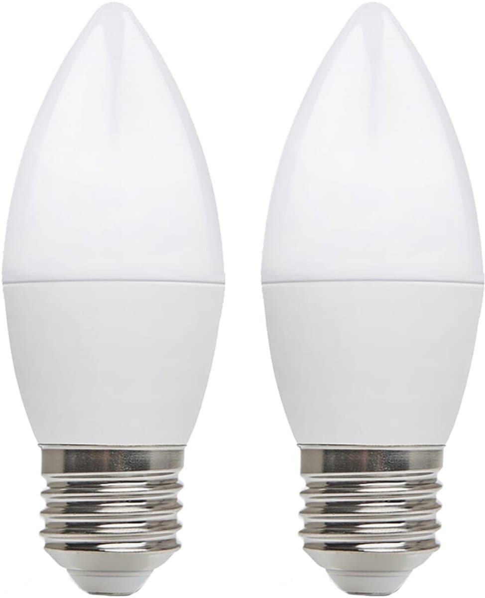 Kobi LED Lamp Kaarsvorm E27 8.5W - 806lm - 3000K - 230V - Voor Woonkamer, Plafondlamp of Wandverlichting - 2 stuks
