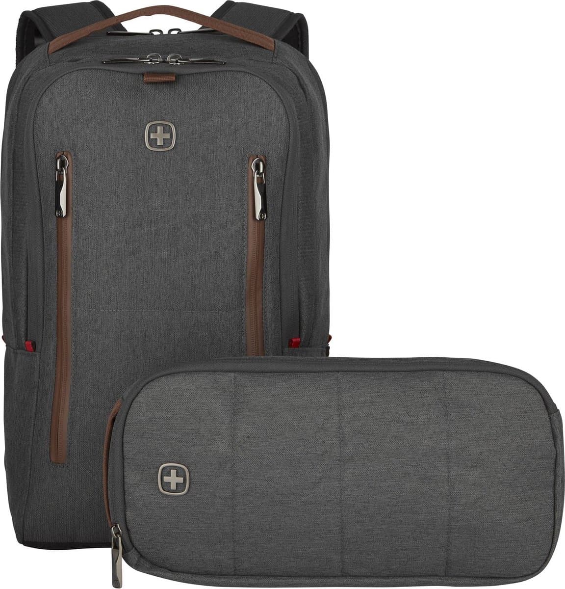 WENGER Laptop rugzak Rugzak met laptopvak City Upgrade Computer Backpack With Cross Day Bag 15L Grey Donkergrijs