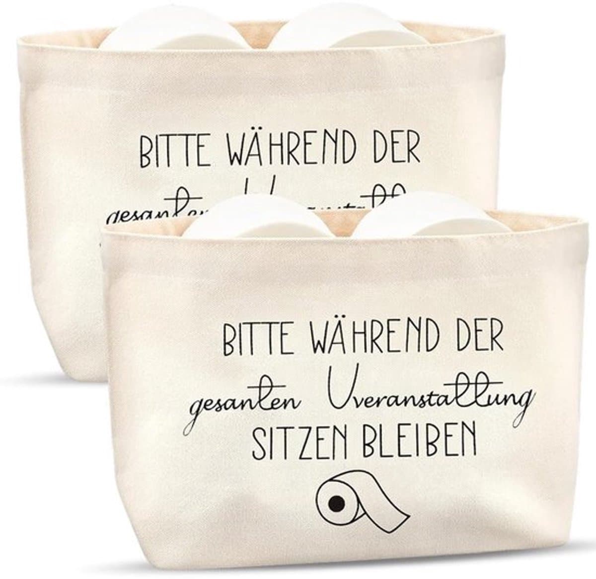 - Toiletpapierhouder - Opbergtas voor Toiletpapier - Ruimtebesparend - Wit - Decoratie voor Badkamer - Set van 2 - Geschikt voor Toilet en..