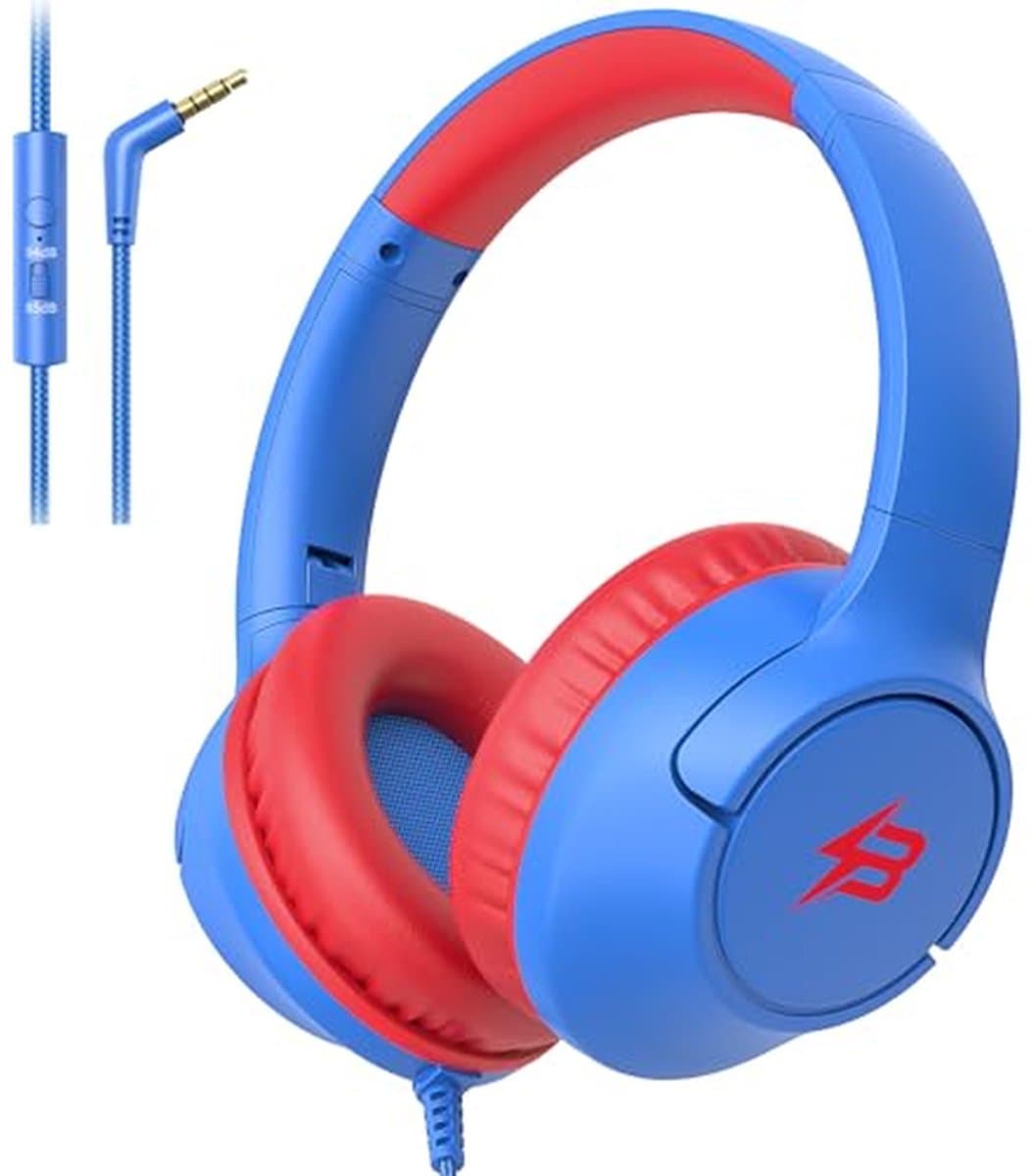 Kinderkoptelefoon - Bedrade hoofdtelefoon - Veilig luisteren - Volume begrenzing - Over-ear ontwerp - Zwart