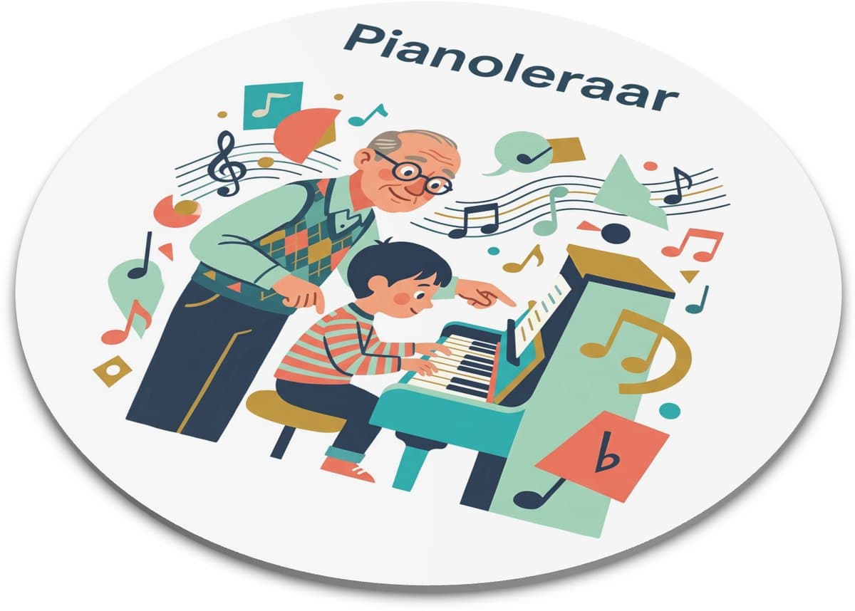 Ronde muismat Pianoleraar Muzikale illustratie 22 cm