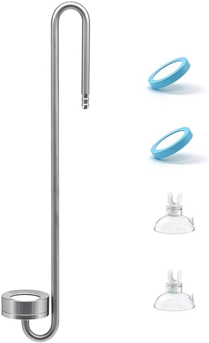 30 cm RVS CO2 Diffuser voor Aquariums, Matte Atomiser met Siliconen Zuignap en Vervangdisk, Ideaal voor Planten en Waterdieren