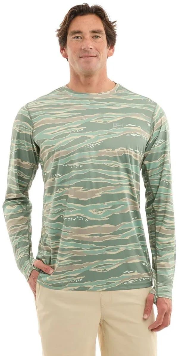 Pelagic Vaportek Wahoo Camo Uv-werende Langarm T-shirt Groen L Man