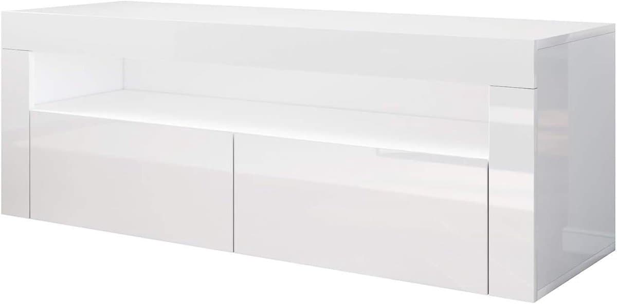 Tv-meubel - Televisie kast - Woonkamer opruimen - Hoogglans afwerking - 120 cm breed - Wit