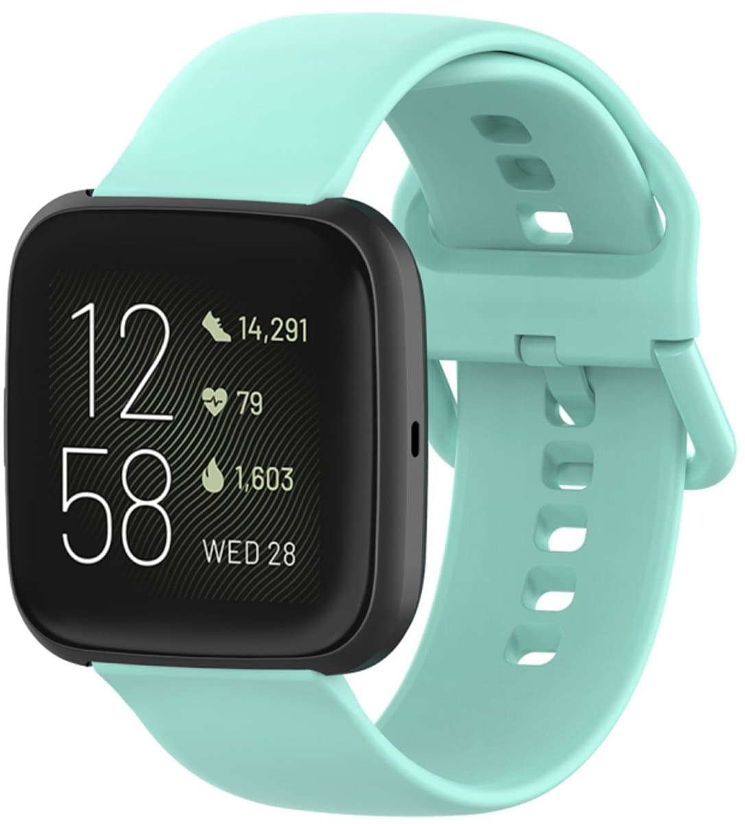 22mm kleur gesp siliconen polsband horlogeband voor Fitbit Versa 2 / Versa / Versa Lite / Blaze (groen)
