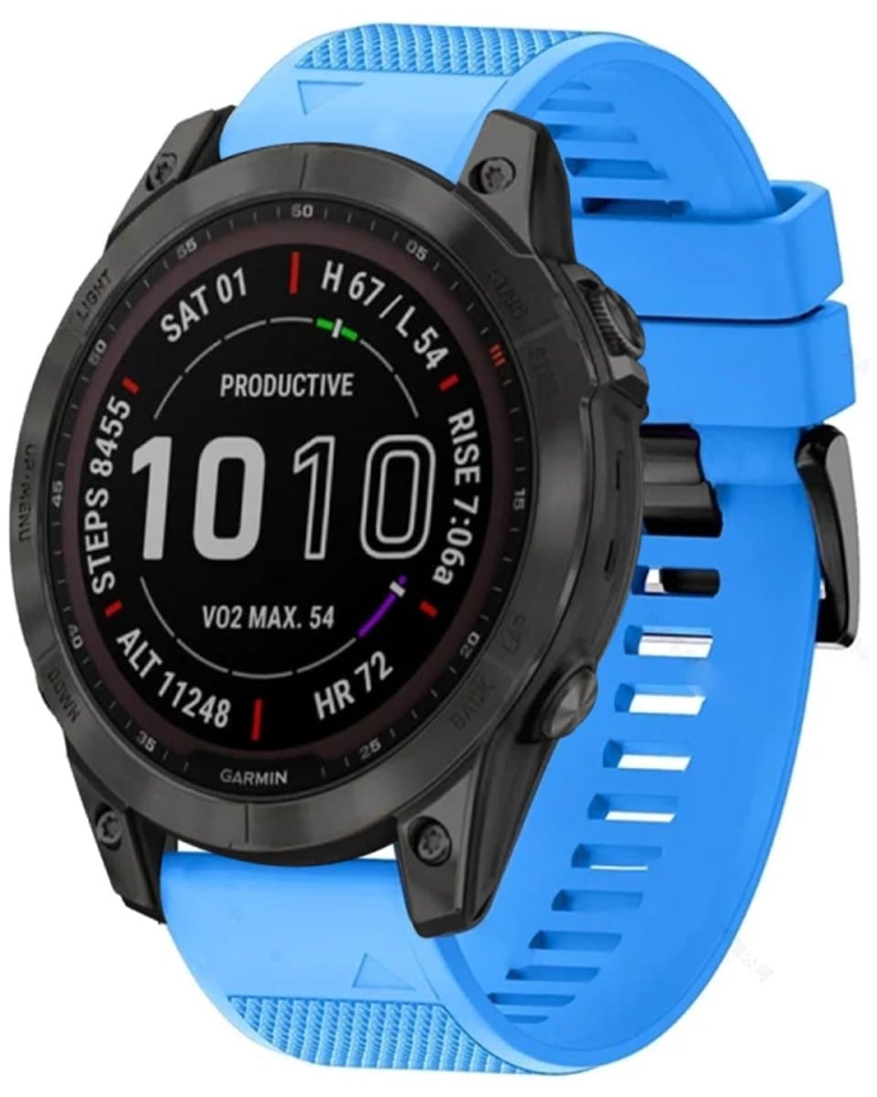 Voor Garmin Fenix 7 Sapphire Solar 22 mm siliconen horlogeband met snelle release (hemelsblauw)