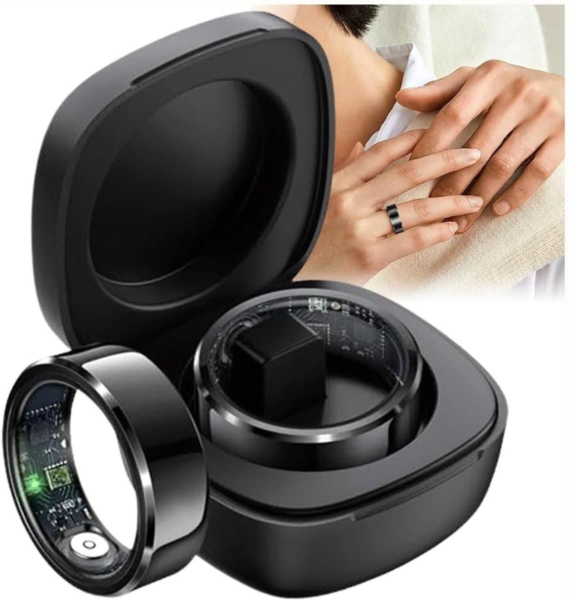 Slimme Ring - Fitness Tracker - Gezondheid Monitoren - IP68 Waterdicht - 5-7 Dagen Batterij - Zwart