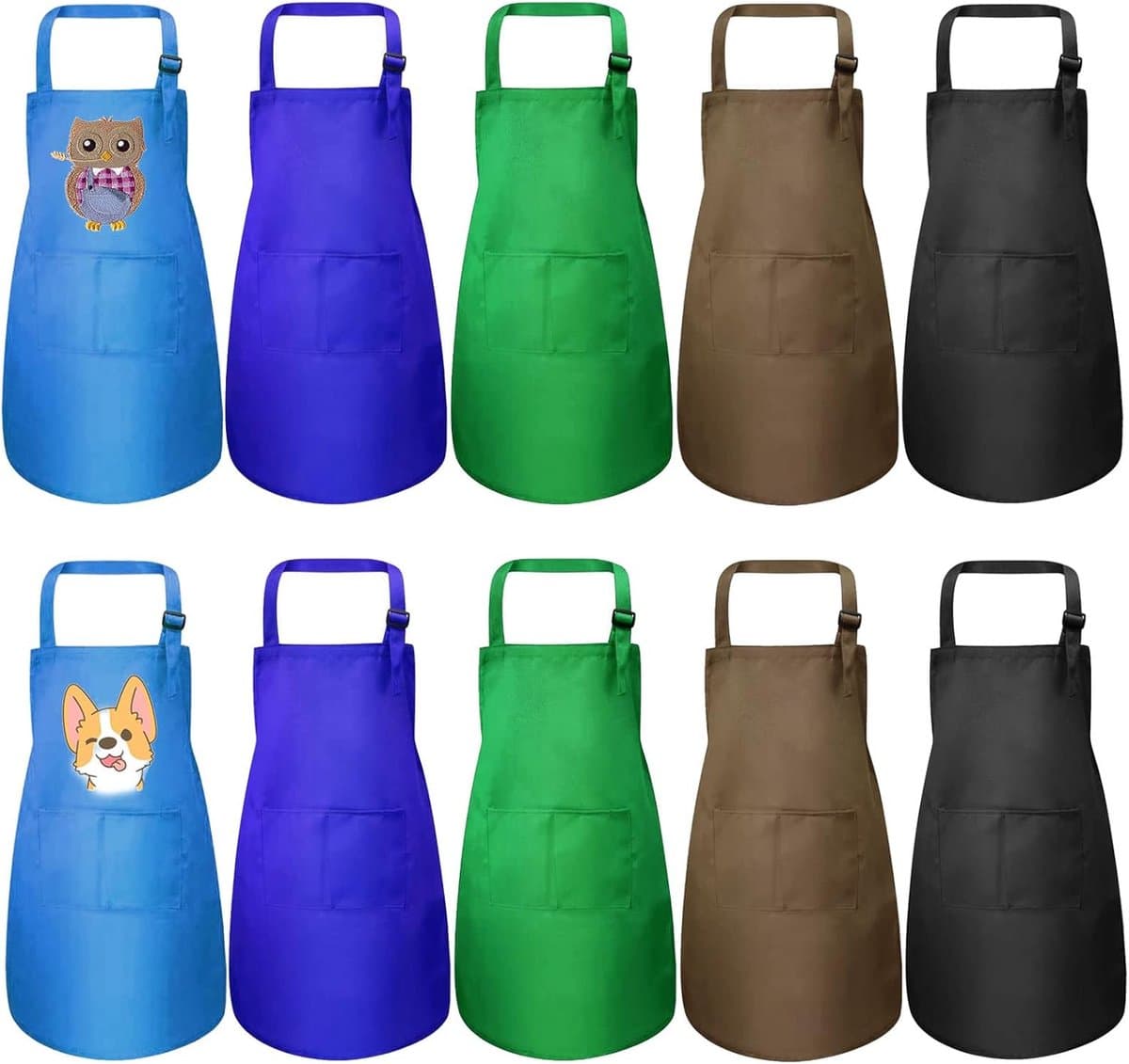 10 stuks kinderschort verstelbare blank DIY kinderkok schorten handwerk schorten met zakken voor keuken schilderen koken bakken