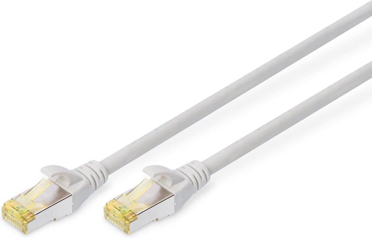 Digitus DK-1644-A-0025 RJ45 Netwerkkabel, patchkabel CAT 6A S/FTP 25.00 cm Grijs Halogeenvrij, Verdraaide paren, Snagless, Vlambestendig 1 stuk(s)