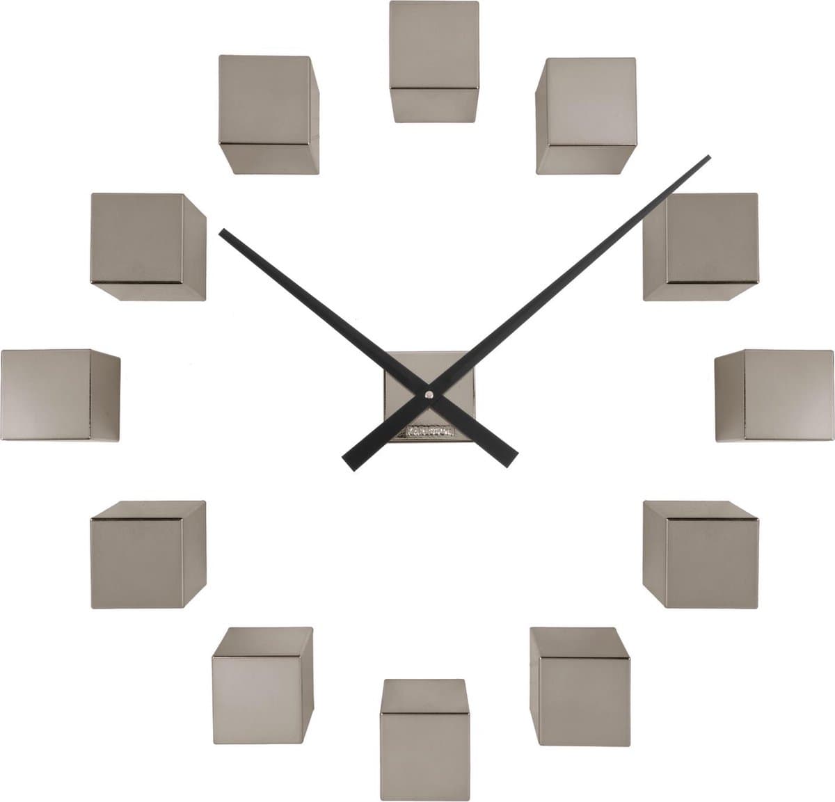 Karlsson Wandklok Diy Cubic Metallic - Grijs - 40x5.5x40cm - Wandklok Scandinavisch