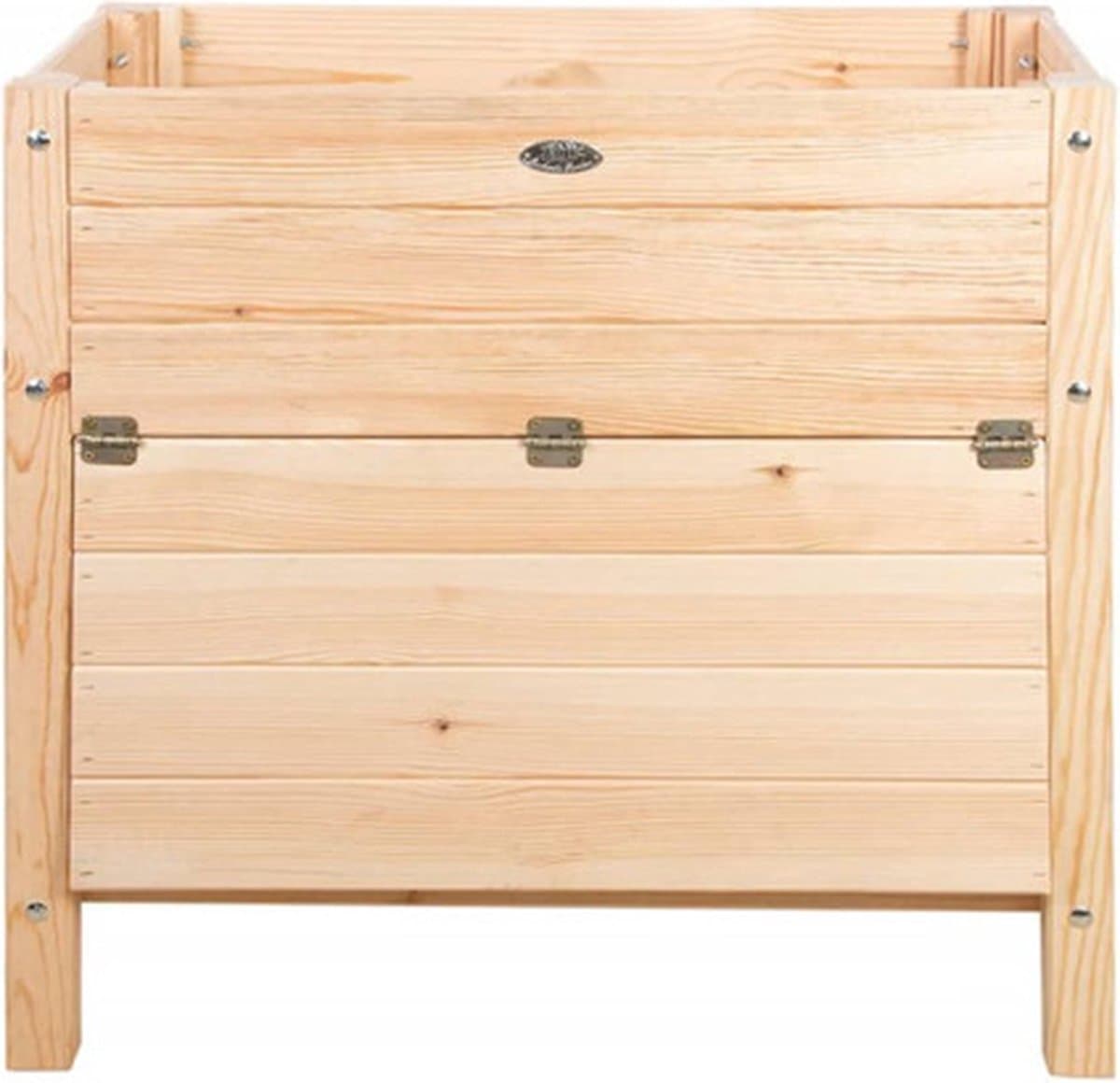 Esschert Design Plantenbak met opbergruimte Fancy Flames verhoogde tuinbak 65 Liter naturel/bruin 78,8 x 40,6 x 78 cm FSC hout