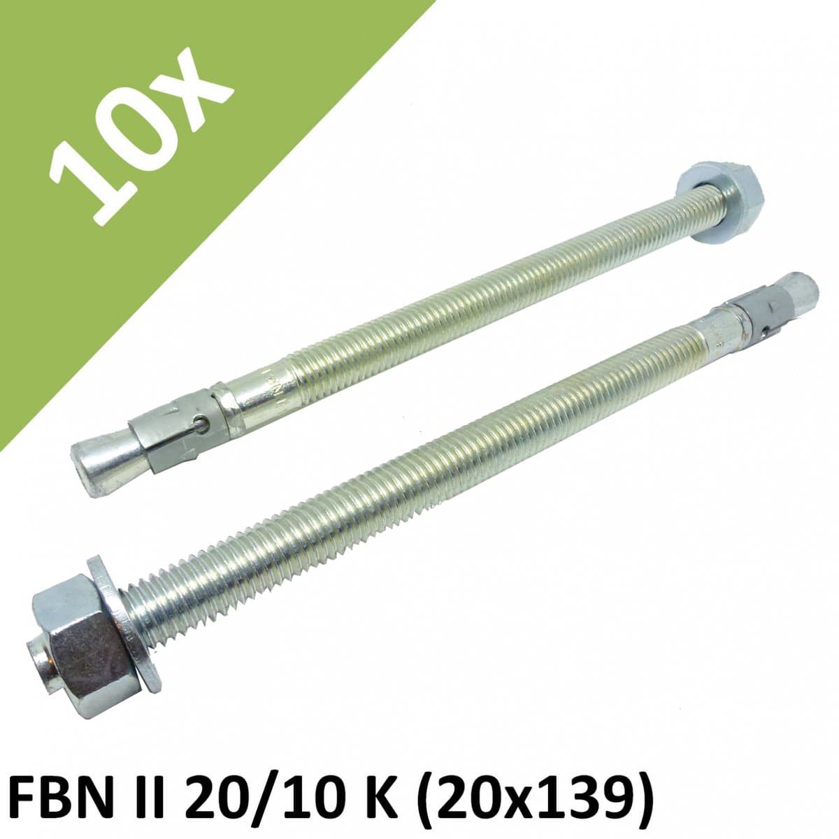Fischer FBN II Heavy Duty Shock Anchor Dowel with ETA Approval Fire Galvanized - 15) 10x FBN II 20/10 K (20x139)