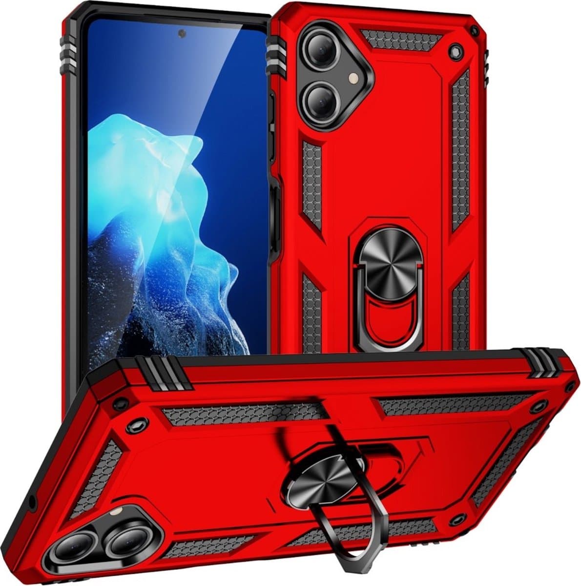 Coverup Hoesje - Geschikt voor Samsung Galaxy A06 Hoesje - Coverup Ring Kickstand Back Cover - Rood