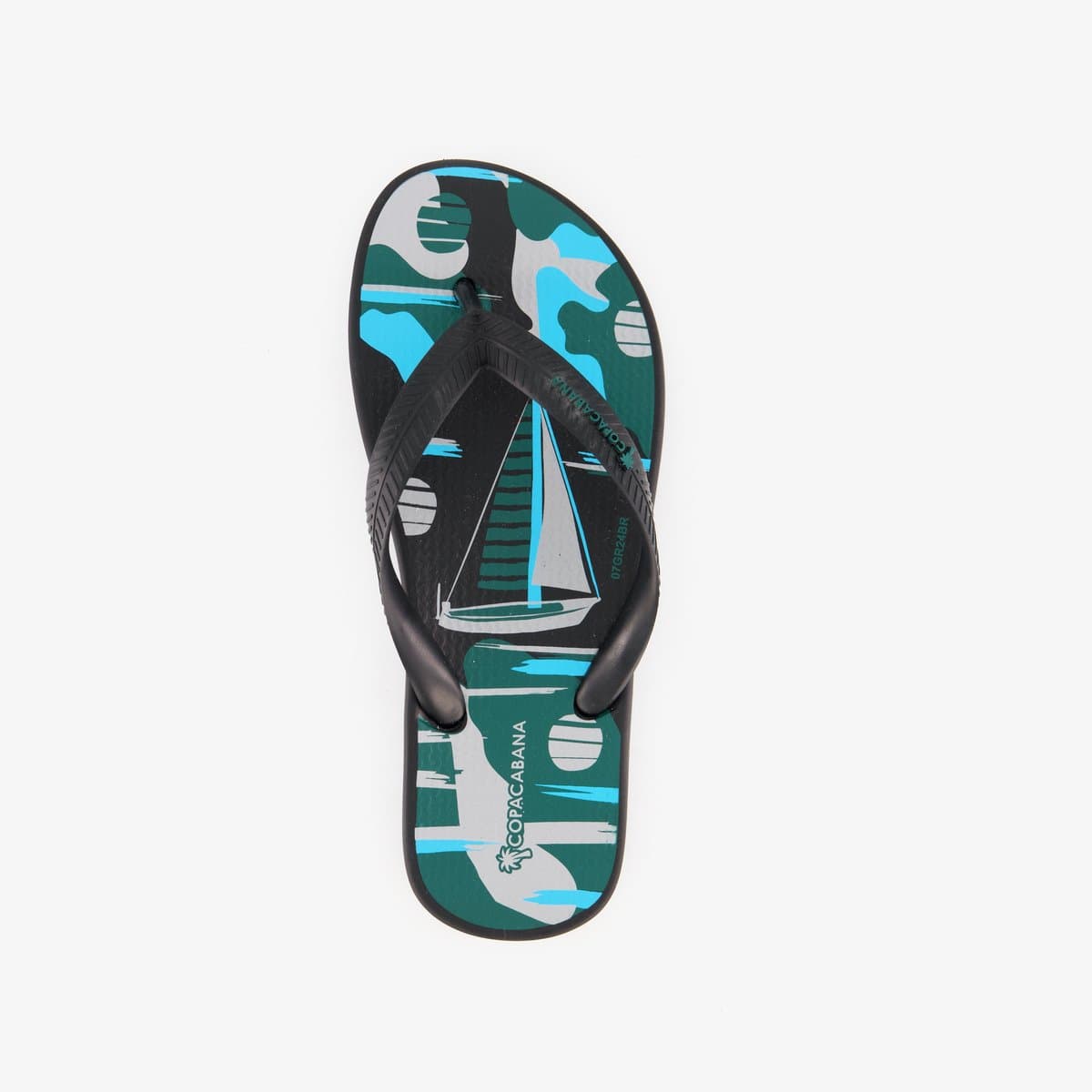 Copacabana kinder teenslippers zwart met zeilboot - Maat 32