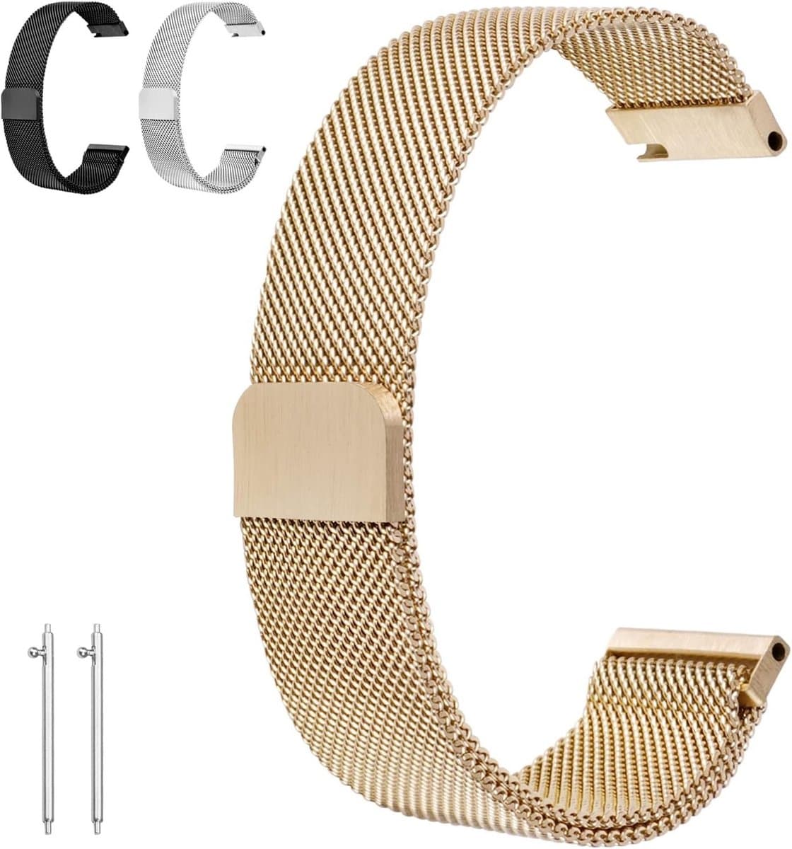 Verstelbare Mesh Woven Horlogeband met Snelle Bevestiging 20/22mm - Rvs Vervangbanden met Magnetische Sluiting voor Smartwatches voor Mannen, Vrouwen en Tieners