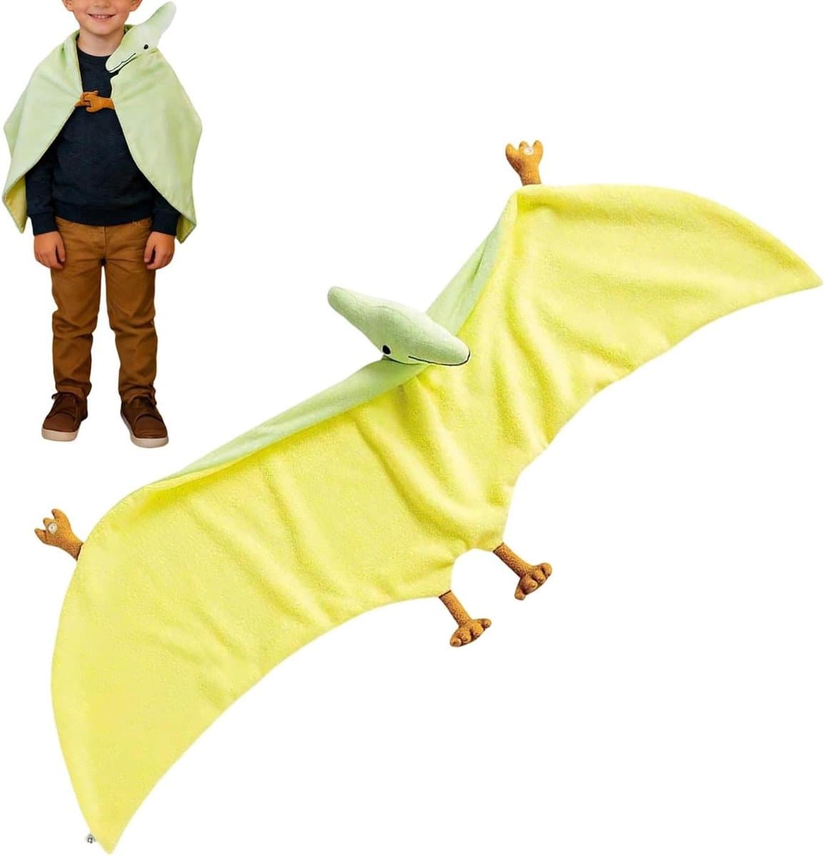 Draagbare Deken - Kindercape Kostuum - Fantasie Spelen - Zacht Warm Materiaal - 98 x 30 cm - Pterosaurus Print