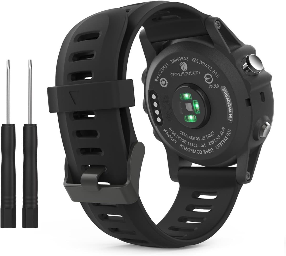 Sportieve Zachte Siliconen Horlogeband voor Garmin Fenix 3, 5X en Tactix - Zwart, Comfortabel en Duurzaam