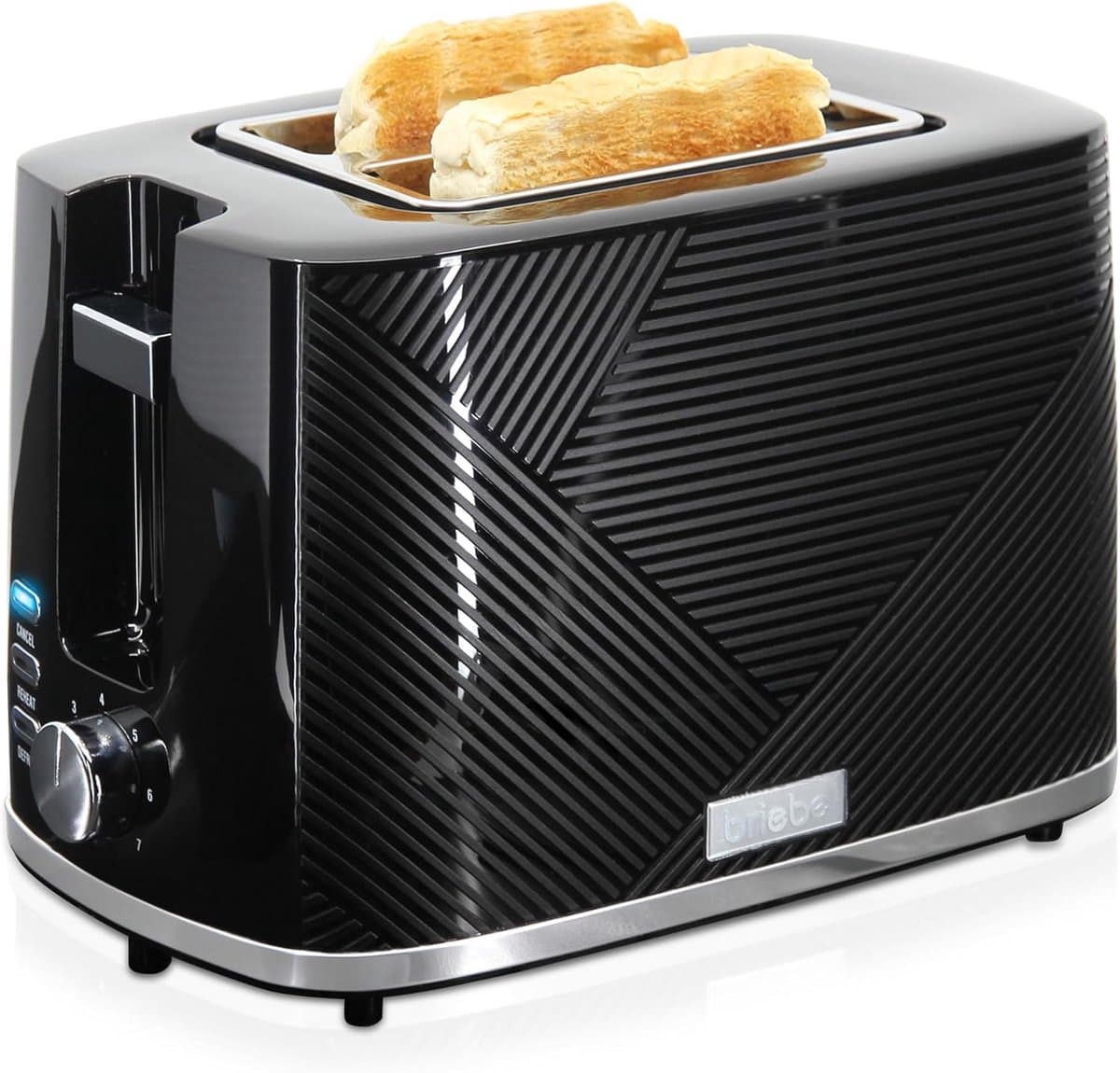 Broodrooster met brede sleuf - 2 sneden toaster - Ontbijt perfectioneren - 7 bruiningsniveaus - 870 Watt - Zwart