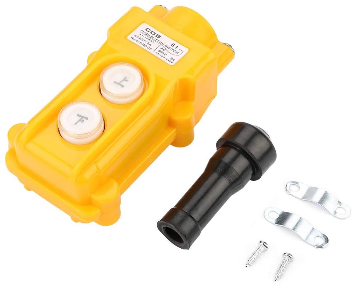 Dailygoods- Drukknopschakelaar Hoge Veiligheid - Slagvast - Takelbediening - Kraanbediening - ABS-Kunststof - Inclusief Accessoires