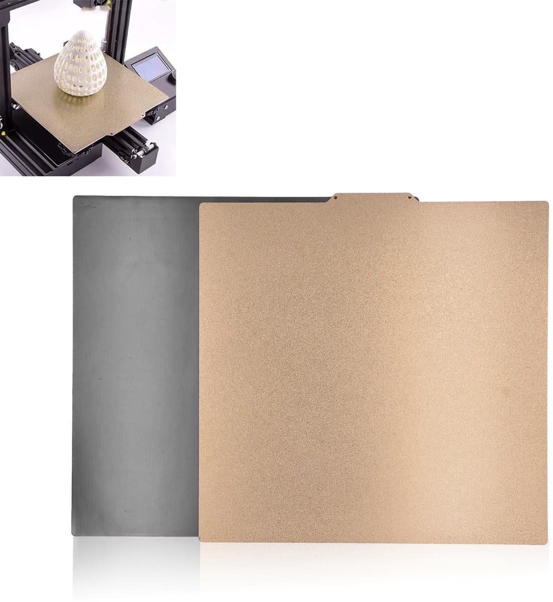 Dailygoods- 3D-printerbouwplaat 377x370 mm - Dubbelzijdig PEI-blad - Magnetisch Verwarmingsbed - Flexibel - Geschikt voor Ender 5 Plus - Hoge hechting - Printbed