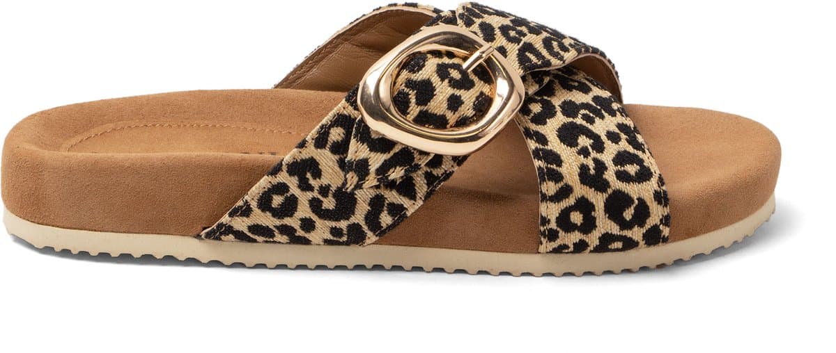 Lazamani - Kaja Dames Slippers Leopard - Maat 38