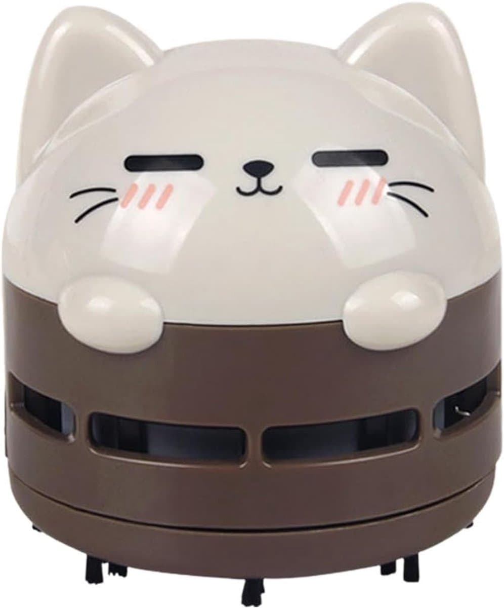 Draagbare Stofzuiger - Kleine Stofzuiger - Bureau Reinigen - USB Oplaadbaar - 8x8x9 cm - Bruin