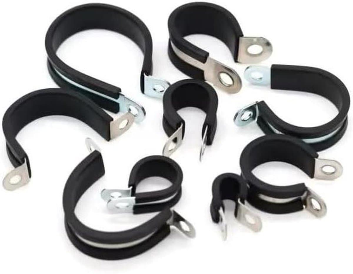 Pijpklemmen Slangklemmen - Rubberen Klemmen - Leidingen Bevestigen - Trillingsdempend Rubber - 10 stuks - Zilverkleurig