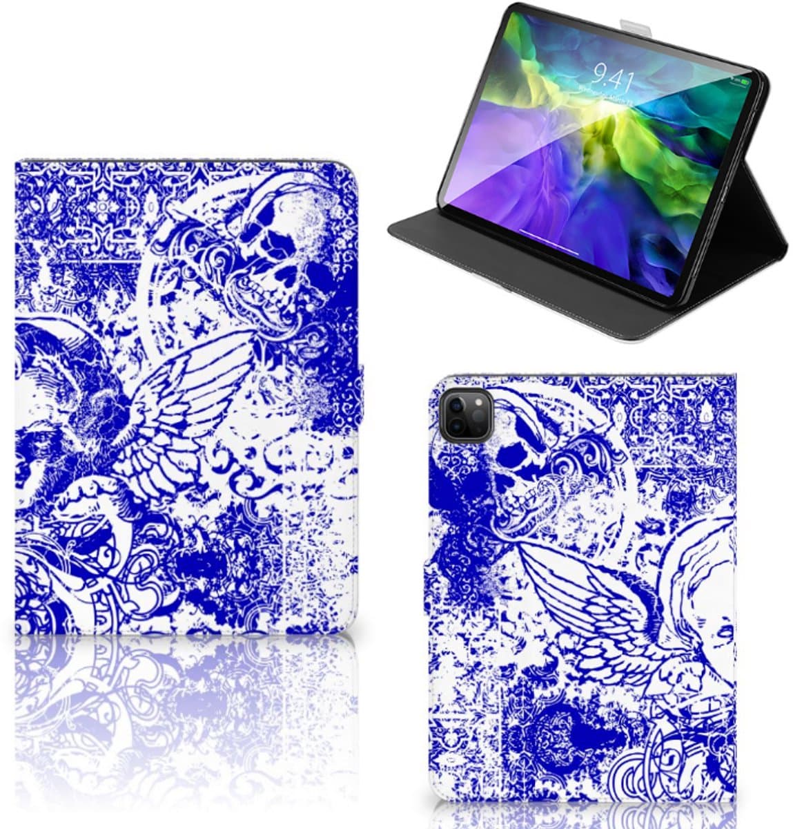 Tablettasje iPad Pro 11 2020/2021/2022 Angel Skull Blauw