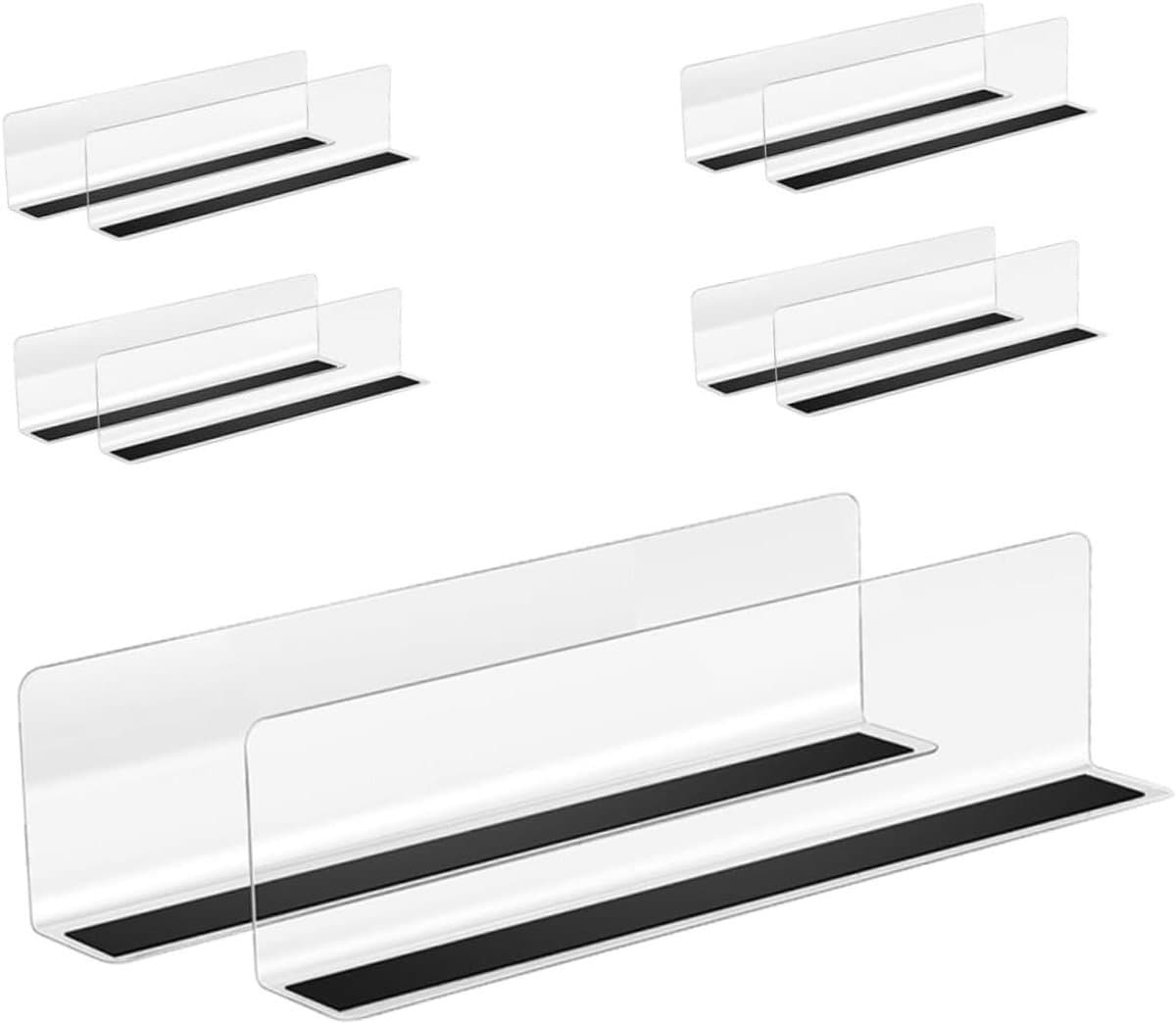 Kunststof Schapverdelers - Winkelverdelers Plankverdelers - Winkel Organisatie - Magnetische Zijpanelen - 25 x 6 x 3 CM - Transparant