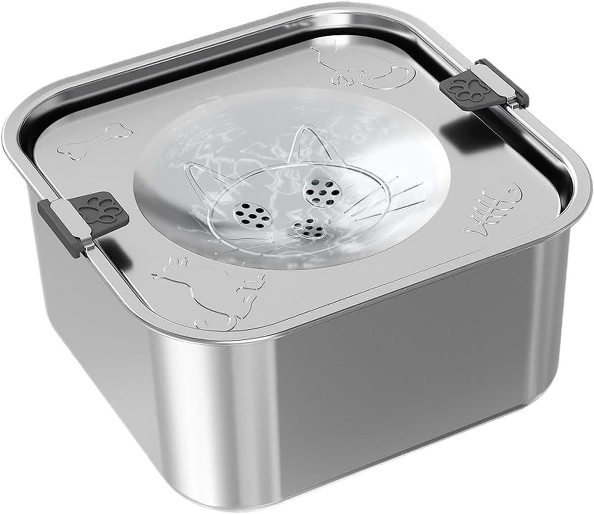 Honden Waterbak - Drinkbak Huisdier - Morsvrij Drinken - Antislip Basis - 3L Capaciteit - Zilver