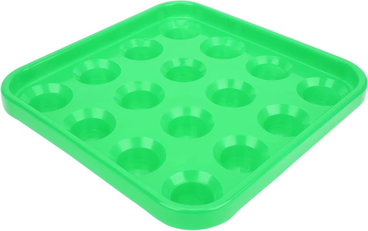 Biljartbal Lade - Ballenbak Houder - Biljart Organiseren - Houdt 16 Ballen - 15x15x4 cm - Groen