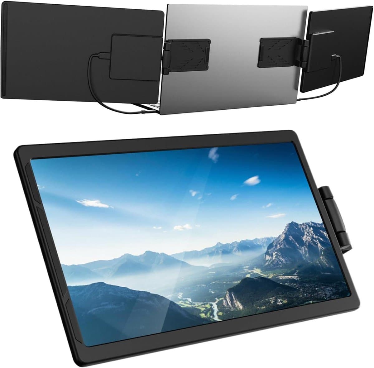 Laptop Uitbreidingsscherm - Draagbaar Extra Scherm - Productiviteit Verhogend - Ultradun Opvouwbaar Frame - 13.3 Inch - Zwart