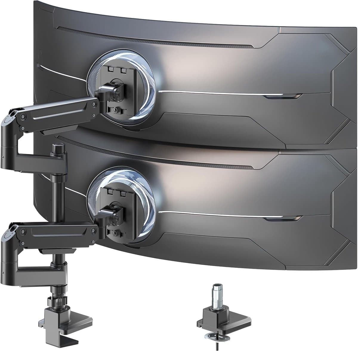Monitorhouder Dubbel - Bureau Arm - Ergonomisch Werken - Gasveer Verstelling - Tot 49 Inch - Zwart
