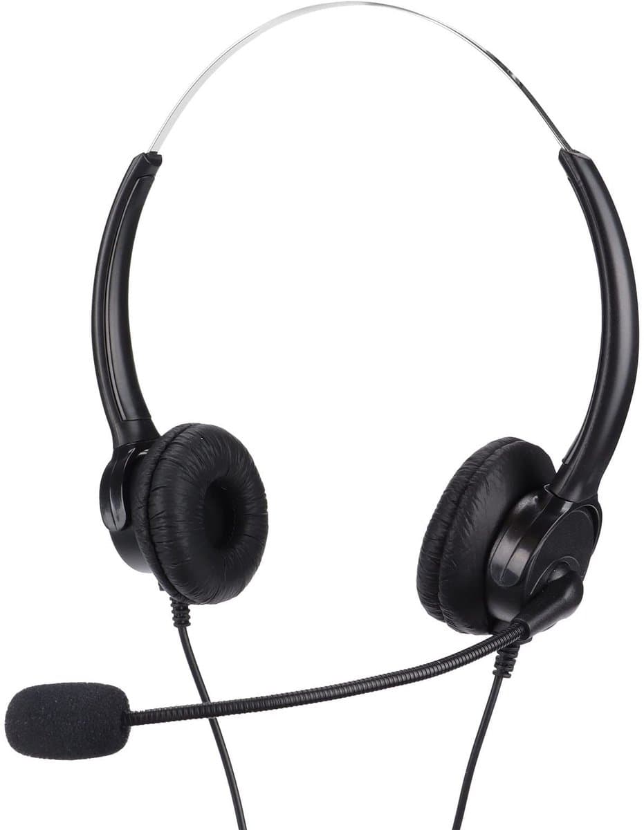 Vt products - Bedrade Telefoonheadset - RJ9 Binauraal - Ruisonderdrukking - Flexibel en Verstelbaar - Callcenter - Voor Klantenservice - 330° Microfoo