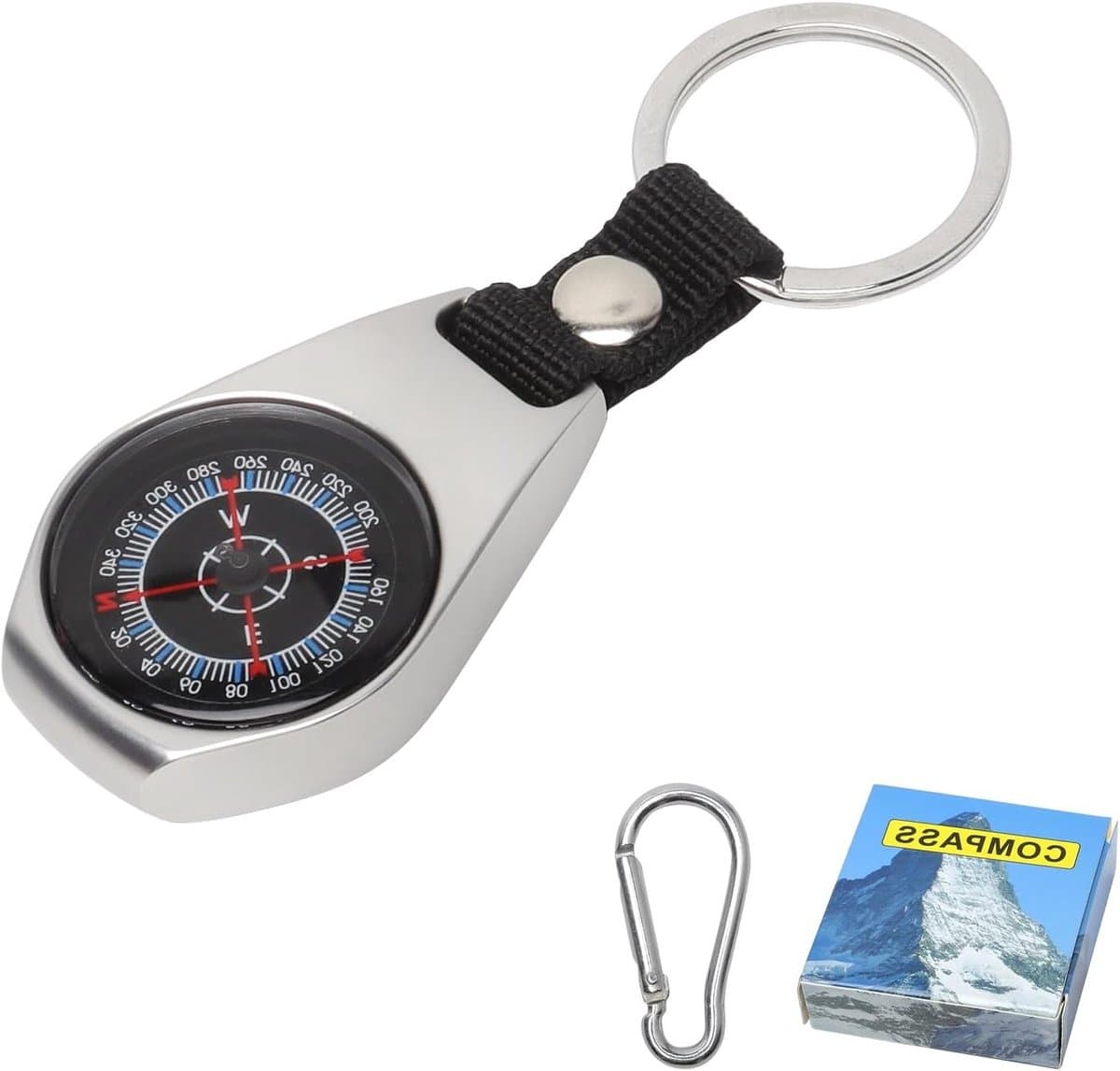 Aluminium Sleutelhanger Kompas, Waterdicht Pocket Kompas voor Buitenactiviteiten, Kamperen en Avontuur
