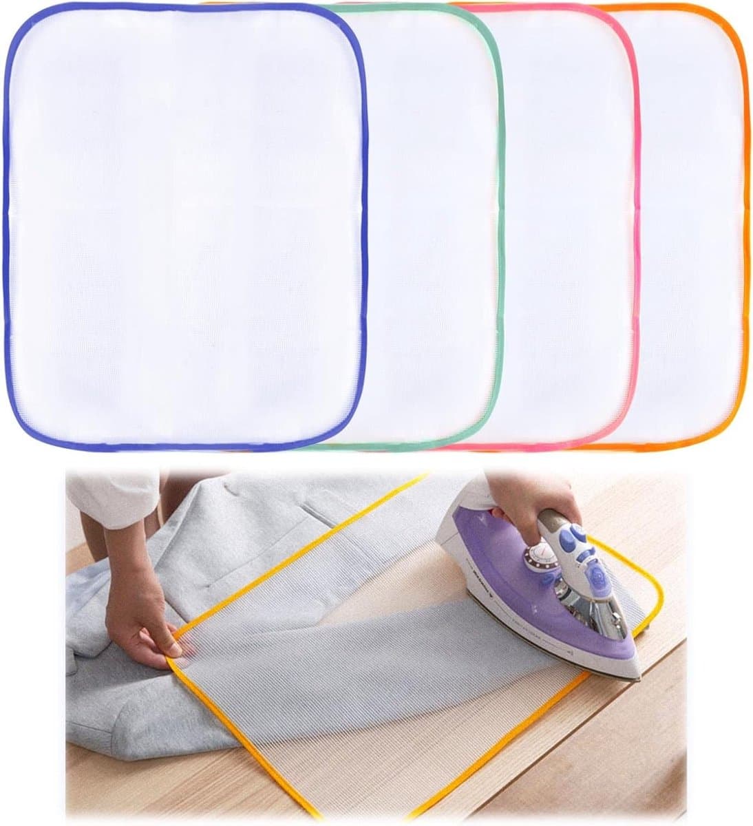 4 Stuks Strijkdoek Set - Beschermende Strijkdoeken van Mesh voor Veilig Strijken - 60x40cm Strijkbescherming en Strijkpad voor Eenvoudig Strijken