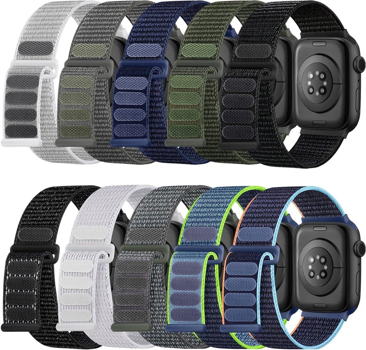10 Stuks Zachte Nylon Solo Loop Armbanden Geschikt voor Apple Watch 38mm tot 49mm, Ademend en Rekbaar Gevlochten Band voor Dames en Heren, Ideaal voor Sport en Dagelijks Gebruik