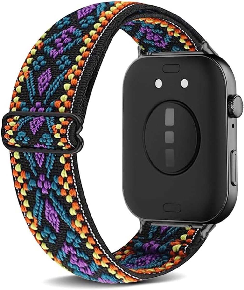 Verstelbare Nylon Armband voor Smartwatch - Vervangbare Gevlochten Stretch Band voor Dames en Heren, Geschikt voor HuaWei Watch Fit 4/3