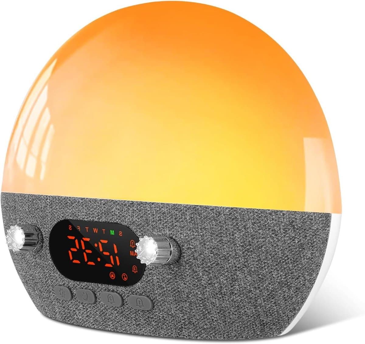 Lichtwekker met zonsopgangsimulatie, bluetooth-luidsprekerfunctie en 7 natuurlijke geluiden