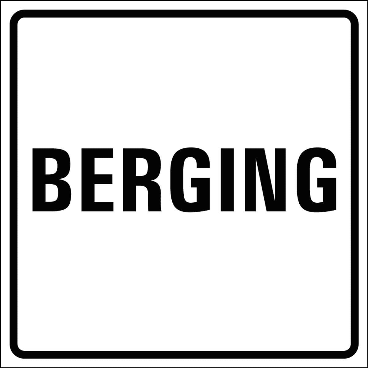 Berging sticker, wit zwart 100 x 100 mm
