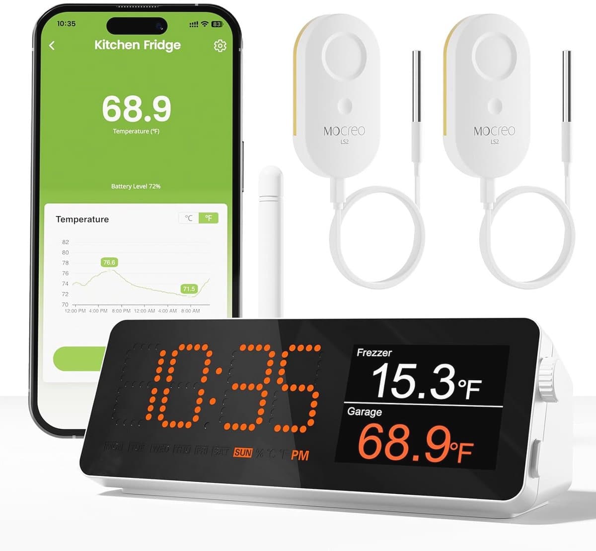 WiFi-afstandsthermometer met Diepvriesalarm en IP67 Waterdichte Sonde