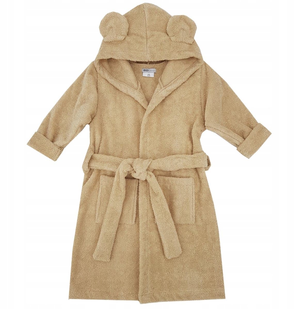 Kinderbadjas Frotte met Kap en Oortjes - Maat 116/122 - Beige