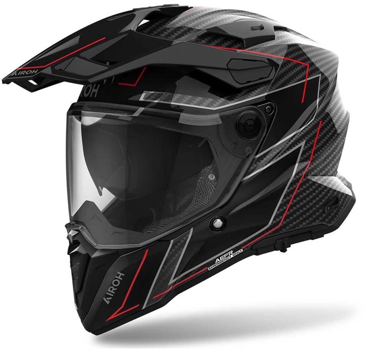 Airoh Motorrad Adventurehelm Commander 2 Carbon Stylish AI20010098 Schwarz/Rot-3XL