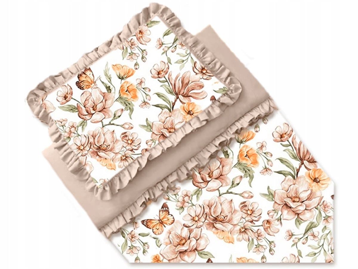 Luxe Katoenen Kinderbeddengoed 90x120 cm met Ruches - Beige