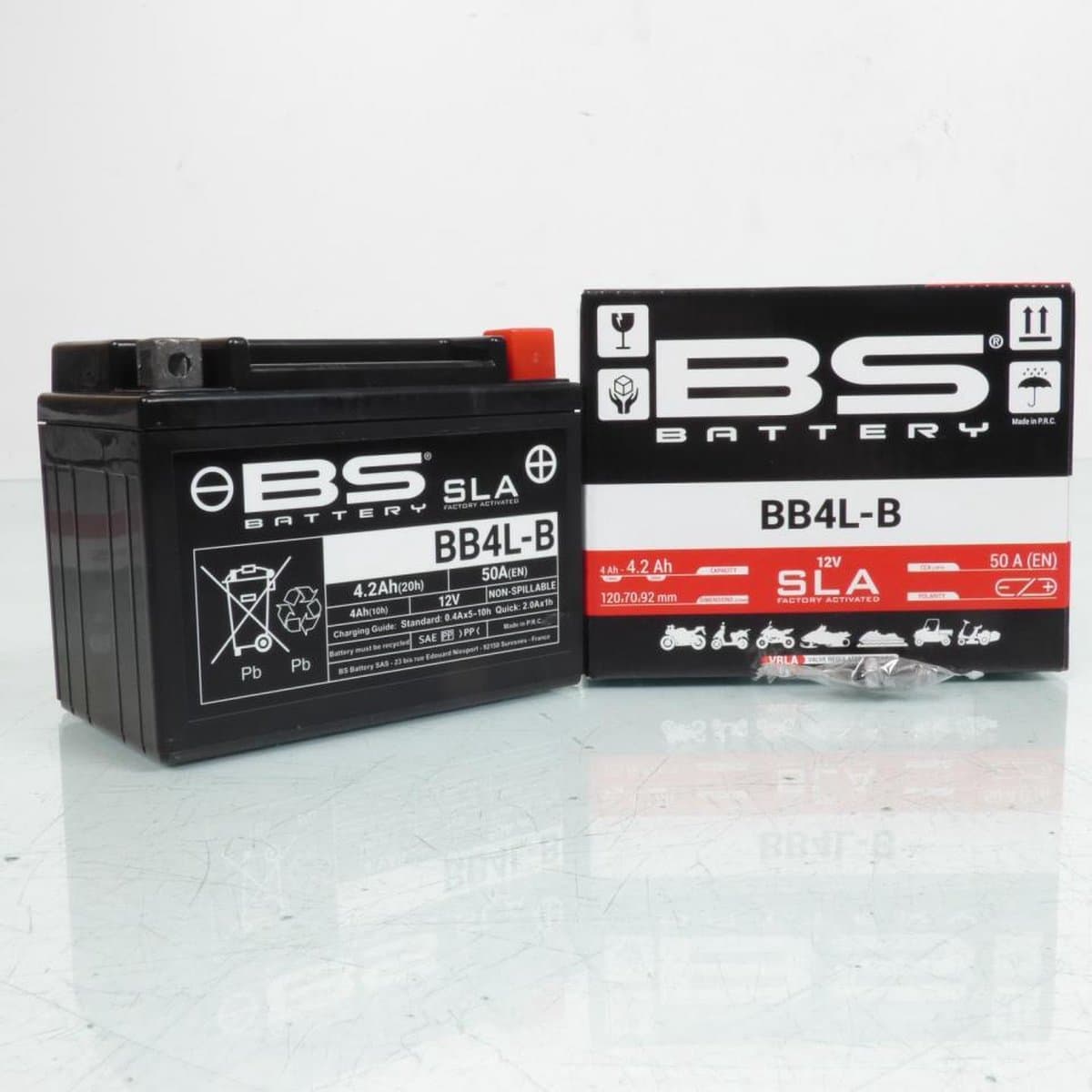 batterie sla bs voor moto derbi 50 senda r x-treme 2000 à 2011 yb4l-b / 12v 4.2ah neuf