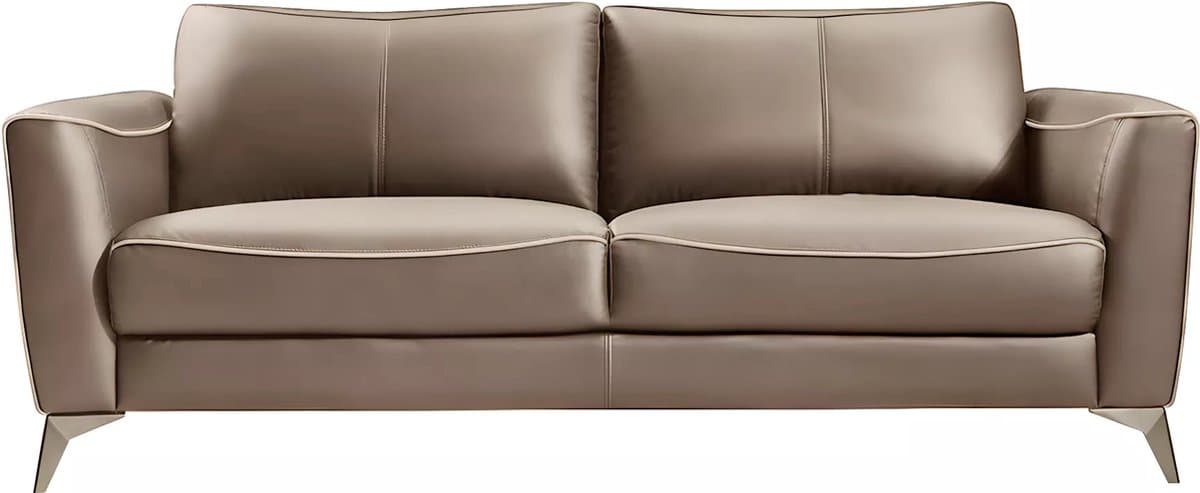 Vente-unique Driezitsbank BATUCO - Leer - Bruin met beige paspel