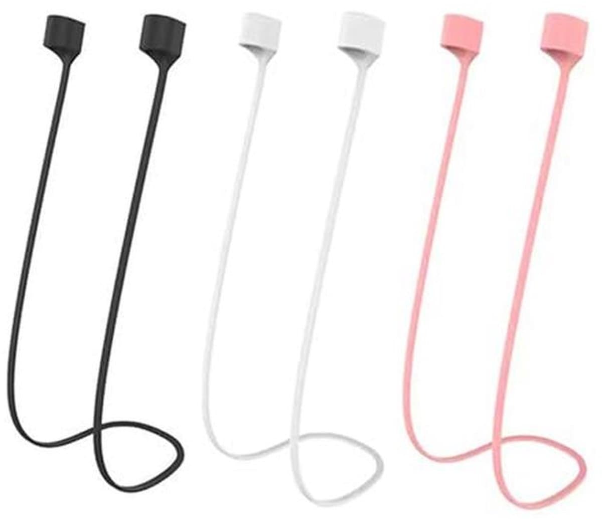 3 stuks magnetisch koord voor sport-oordopjes, zachte siliconen hoofdtelefoonband, anti-verlies, compatibel met AirPods PRO/1/2/3 (zwart, wit, roze)