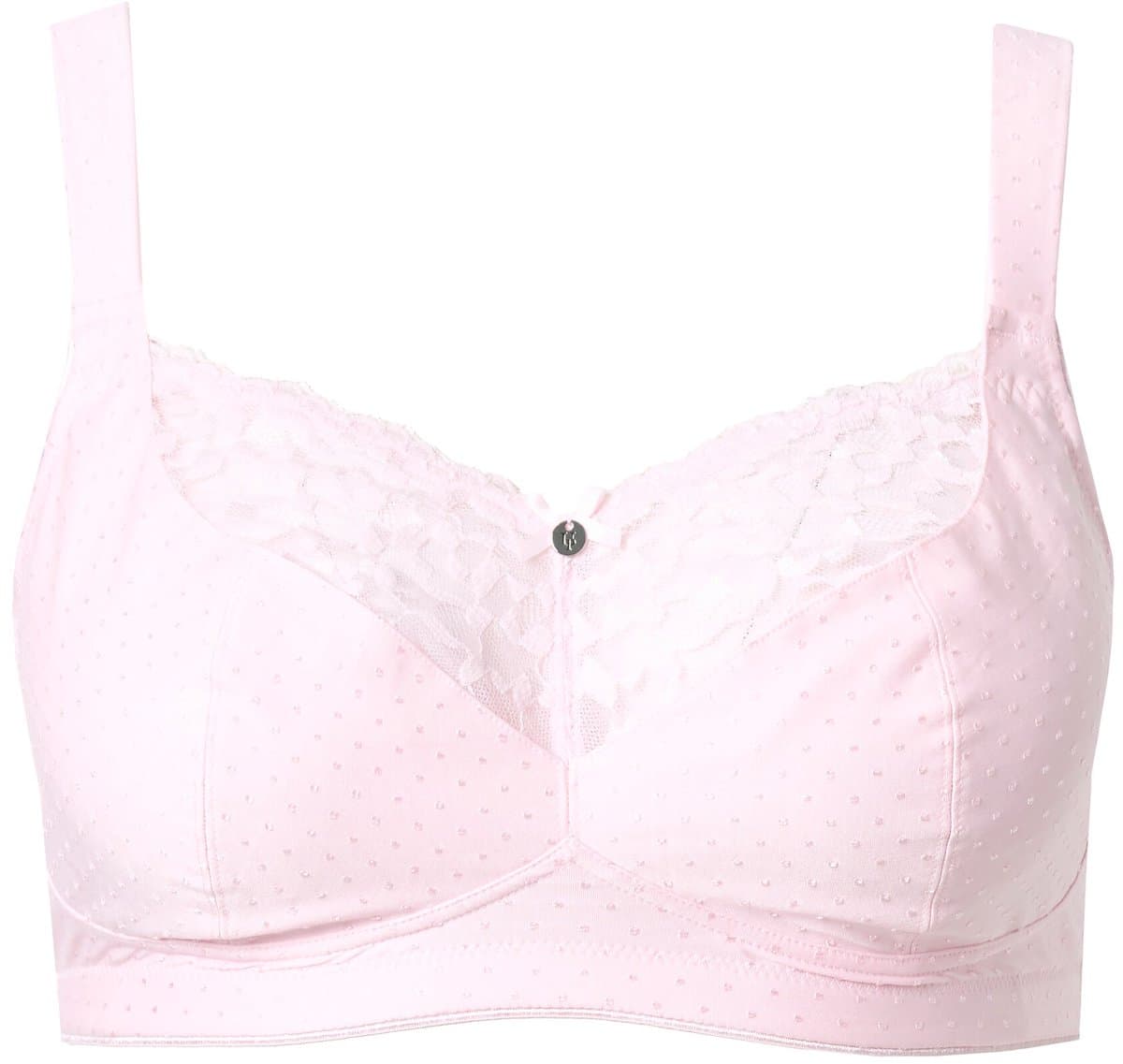 Ulla Popken - Dames - Comfortbeha kant zonder beugel - Babyroze - Maat 110F