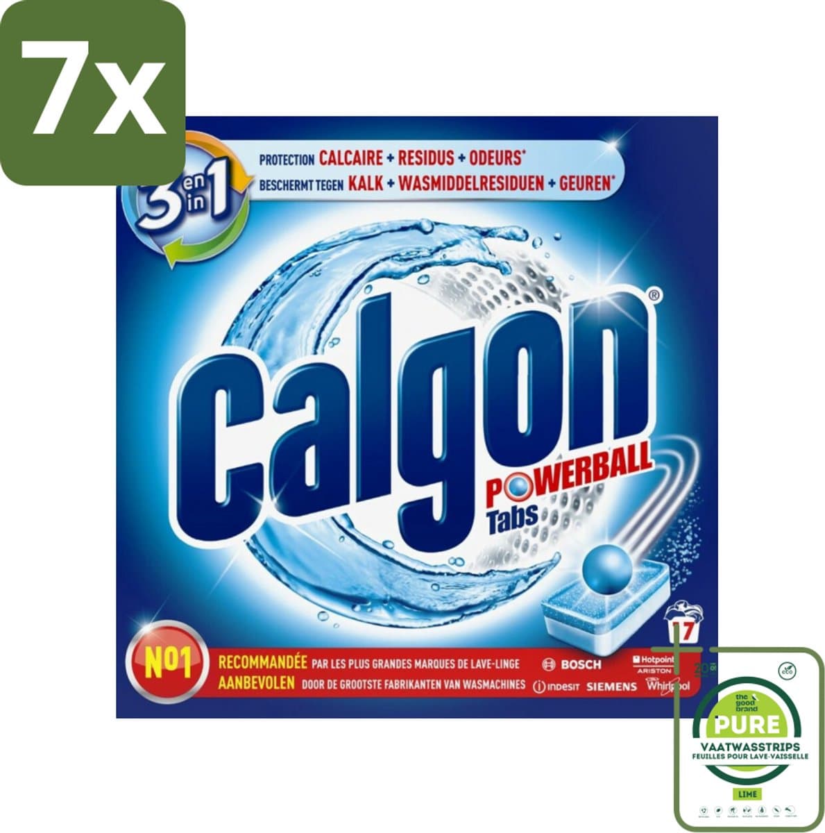 7 x Calgon - Ontkalkingsmiddel - Tegen Kalk, Wasmiddelresiduen & Geuren - 17 Tabletten - Grootverpakking - Wasmachine Ontkalken - Wasmachine Reiniging - Wasmiddel Residu - Wasmachine Onderhoud - Wasmachine Tabletten